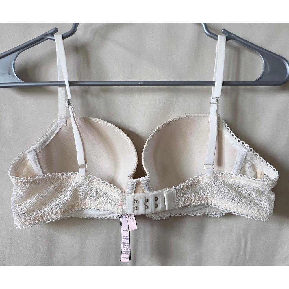 Victorias Secret Dream Angels Lined Demi Bra Cream Ivory Lace 36B Underwire - Picture 2 of 3